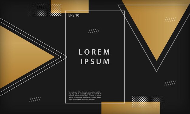 Fondo de forma geométrica de lujo abstracto negro mínimo moderno con elemento dorado