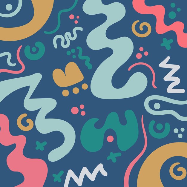 Fondo de formas abstractas planas dibujadas a mano