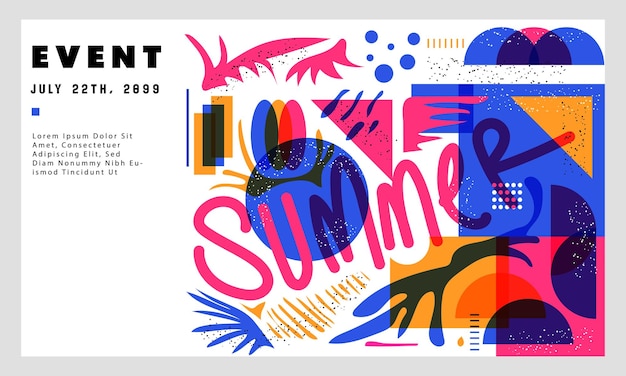 Vector fondo de formas abstractas de verano en estilo risograph