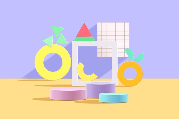 Fondo de formas geométricas abstractas y coloridas maqueta minimalista moderna para exhibición en el podio o vitrina