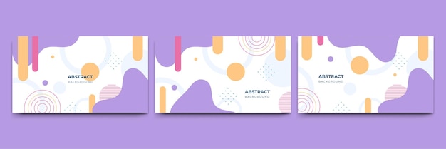 Fondo de formas geométricas planas de Memphis colorido abstracto Composición abstracta con líneas círculo de triángulo de punto cuadrado y estilo plano ondulado Diseño para banner de portada de tarjeta de presentación de cartel
