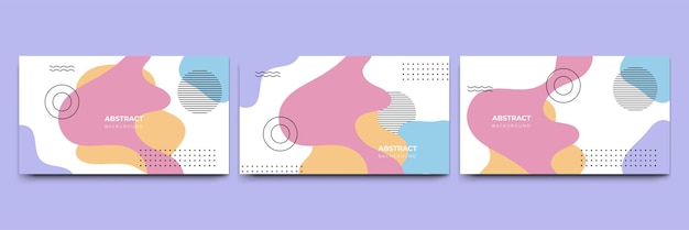 Fondo de formas geométricas planas de Memphis colorido abstracto Composición abstracta con líneas círculo de triángulo de punto cuadrado y estilo plano ondulado Diseño para banner de portada de tarjeta de presentación de cartel