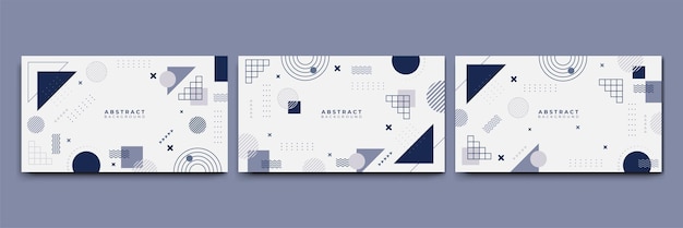 Fondo de formas geométricas planas de Memphis colorido abstracto Composición abstracta con líneas círculo de triángulo de punto cuadrado y estilo plano ondulado Diseño para banner de portada de tarjeta de presentación de cartel