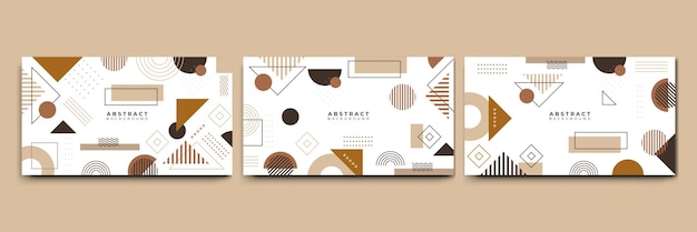 Fondo de formas geométricas planas de Memphis colorido abstracto Composición abstracta con líneas círculo de triángulo de punto cuadrado y estilo plano ondulado Diseño para banner de portada de tarjeta de presentación de cartel