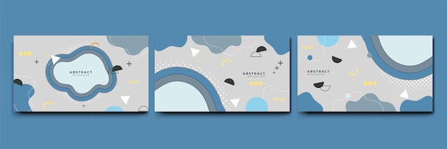 Fondo de formas geométricas planas de Memphis colorido abstracto Composición abstracta con líneas círculo de triángulo de punto cuadrado y estilo plano ondulado Diseño para banner de portada de tarjeta de presentación de cartel