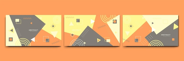 Fondo de formas geométricas planas de Memphis colorido abstracto Composición abstracta con líneas círculo de triángulo de punto cuadrado y estilo plano ondulado Diseño para banner de portada de tarjeta de presentación de cartel