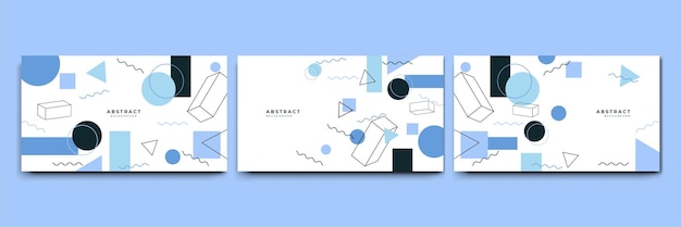 Fondo de formas geométricas planas de Memphis colorido abstracto Composición abstracta con líneas círculo de triángulo de punto cuadrado y estilo plano ondulado Diseño para banner de portada de tarjeta de presentación de cartel