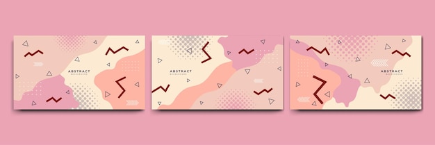 Fondo de formas geométricas planas de Memphis colorido abstracto Composición abstracta con líneas círculo de triángulo de punto cuadrado y estilo plano ondulado Diseño para banner de portada de tarjeta de presentación de cartel