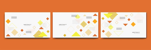 Fondo de formas geométricas planas de Memphis colorido abstracto Composición abstracta con líneas círculo de triángulo de punto cuadrado y estilo plano ondulado Diseño para banner de portada de tarjeta de presentación de cartel