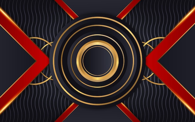 Fondo de formas redondeadas en negro y dorado y rayas de línea.