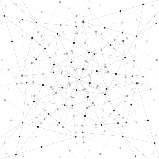 Fondo fractal abstracto y patrón geométrico con puntos y líneas de conexión