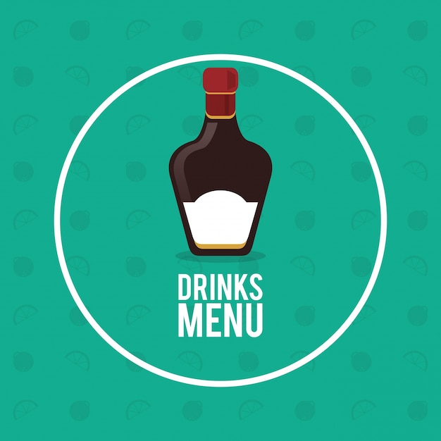 Fondo de la fruta del círculo del whisky de la botella del menú de las bebidas