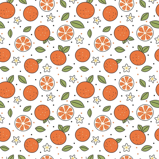 Fondo de fruta sana orgánica de patrones sin fisuras naranja
