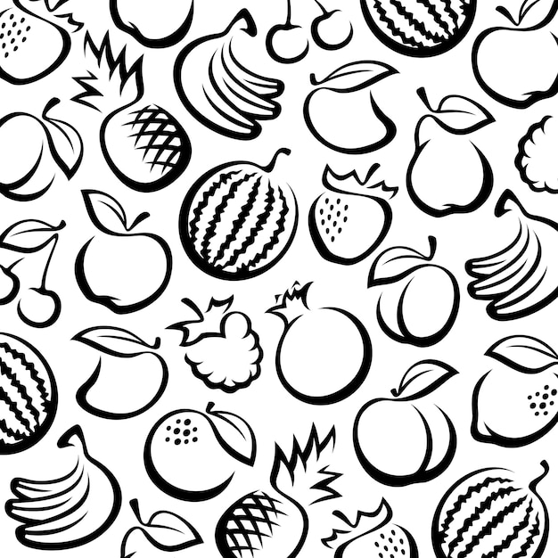 Fondo de frutas. Colección de frutas. Vector