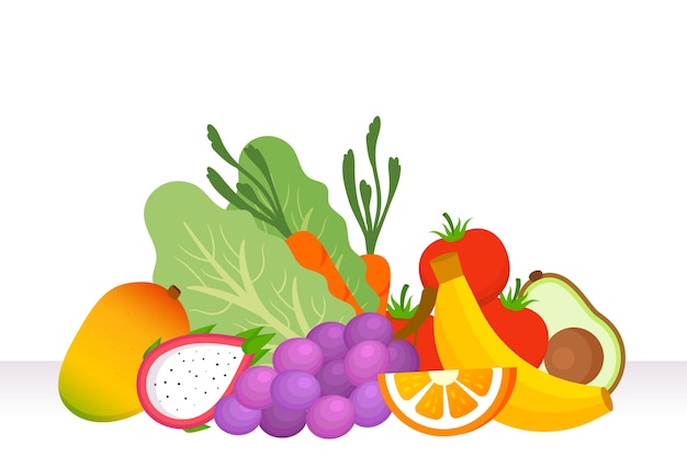 Vector fondo de frutas y verduras