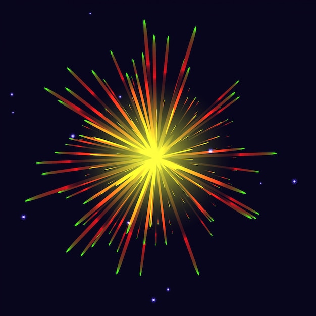 Fondo de fuegos artificiales de oro amarillo y rojo radiante
