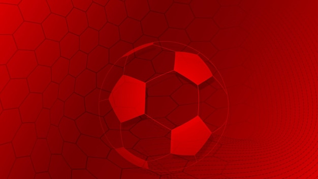 Fondo de fútbol o fútbol con bola grande en colores rojos