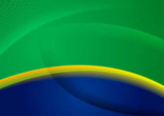 Fondo de fútbol vectorial de ondas en colores brasileños