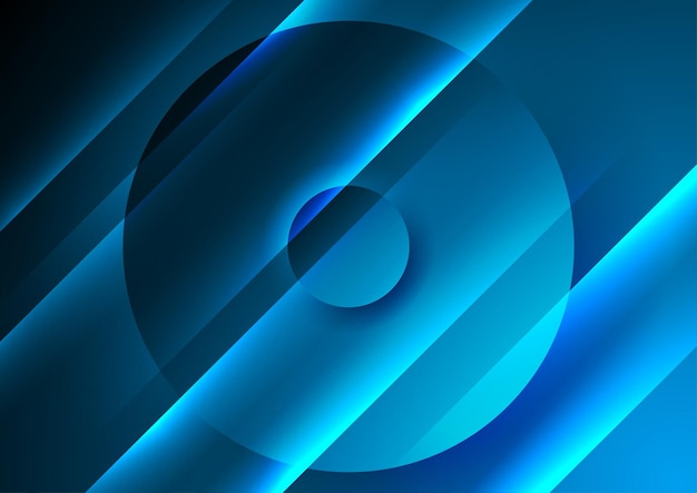 Fondo futurista abstracto de alta tecnología con líneas y círculos brillantes