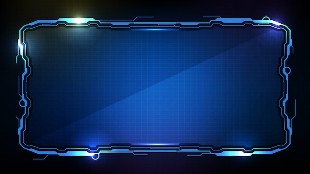 Fondo futurista abstracto azul tecnología brillante marco de ciencia ficción hud ui