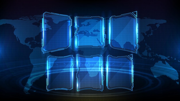 Fondo futurista abstracto de tecnología azul brillante marco de ciencia ficción elemento de interfaz de usuario de hud