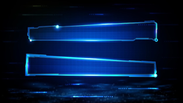 Fondo futurista abstracto de tecnología azul brillante marco de ciencia ficción hud ui barra inferior del tercer botón
