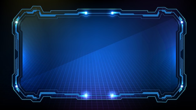 Fondo futurista abstracto de tecnología azul brillante marco de ciencia ficción hud ui