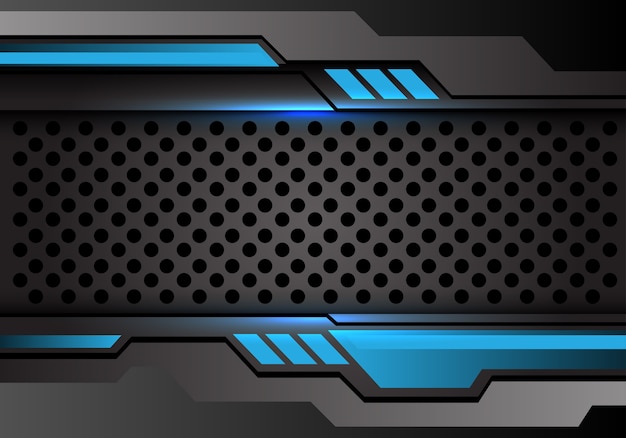 Fondo futurista azul del estilo de la malla del círculo gris oscuro.