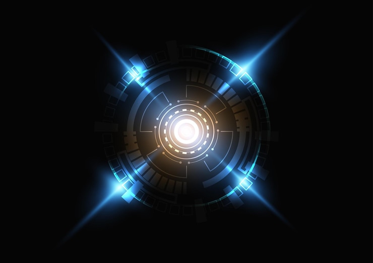 Vector fondo futurista de luz de neón de tecnología de anillo