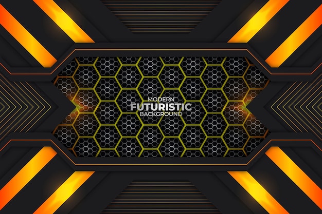 Fondo futurista oscuro y naranja