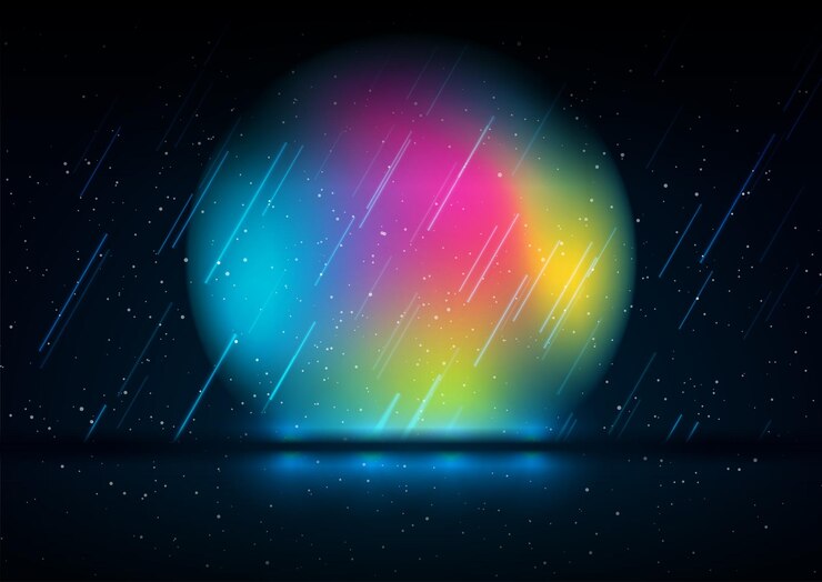 Vector fondo futurista retro abstracto con esfera líquida holográfica
