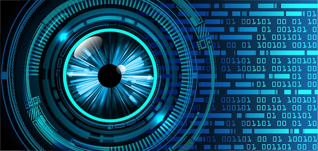 Fondo futuro del concepto de la tecnología del circuito cibernético del ojo azul