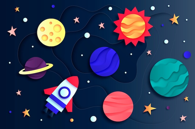 Vector fondo de galaxia de estilo de papel