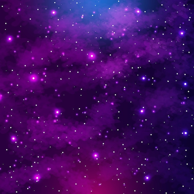 Vector fondo de galaxia realista con nubes y estrellas