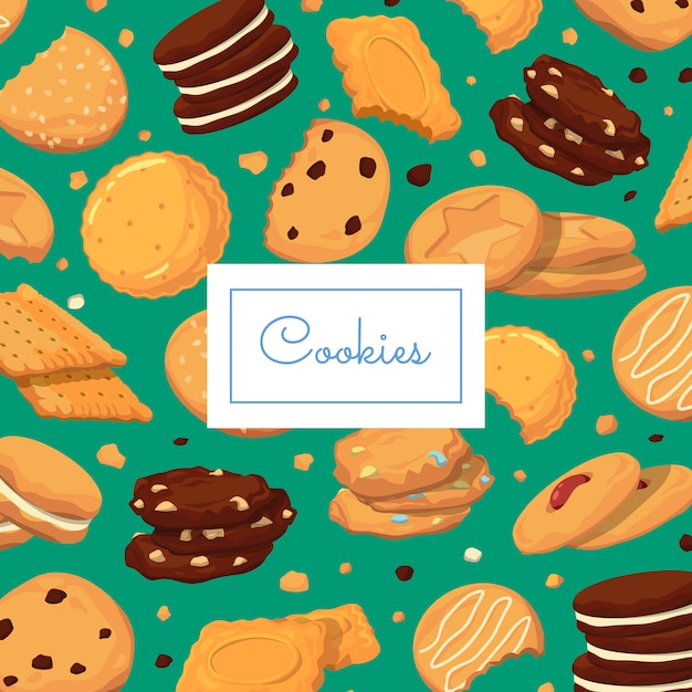 Vector fondo con galletas de dibujos animados