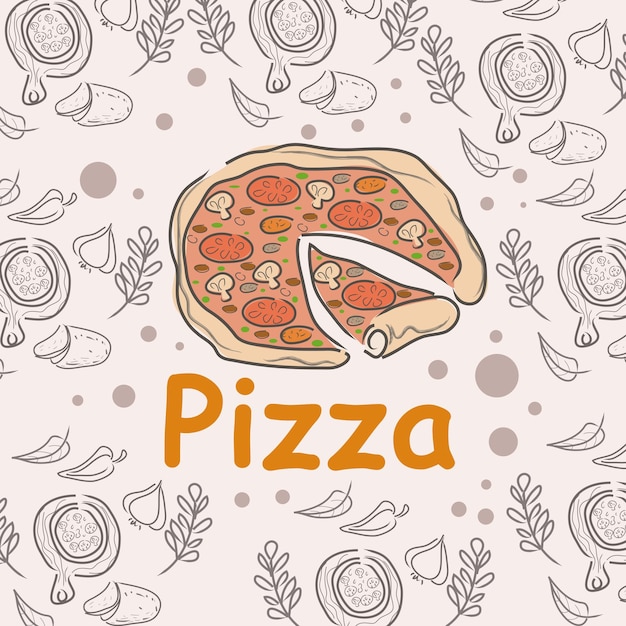 Fondo de garabato de pizza perfecto para papel de regalo
