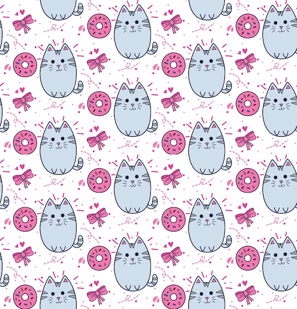 Fondo de gato y donut