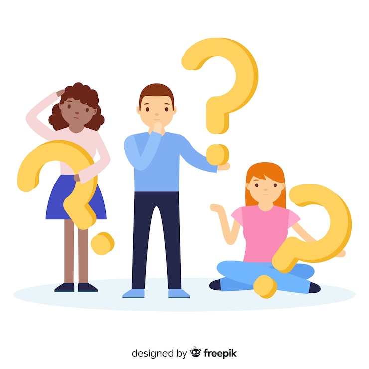 Vector fondo gente sosteniendo signos de interrogación