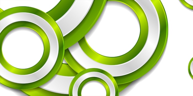 Fondo geométrico abstracto de anillos brillantes grises verdes
