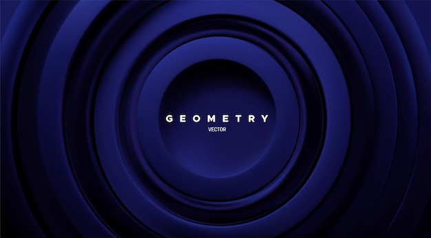 Fondo geométrico abstracto con anillos concéntricos azul marino