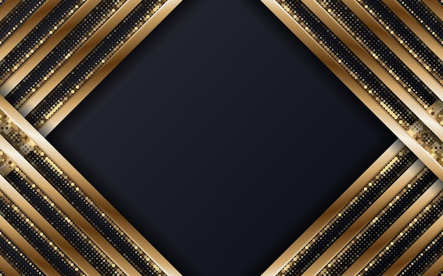 Fondo geométrico abstracto de color negro y dorado de primera calidad