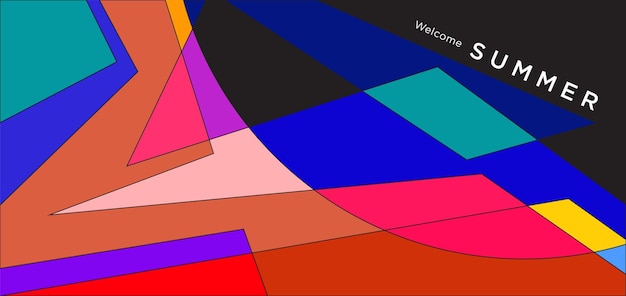 Fondo geométrico abstracto y colorido para el estandarte de verano