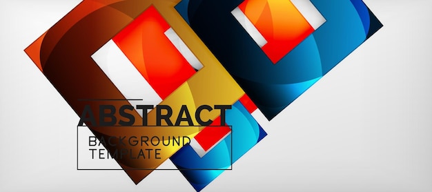 Fondo geométrico abstracto Composición de formas cuadradas brillantes en plantilla de estilo minimalista gris con espacio de copia
