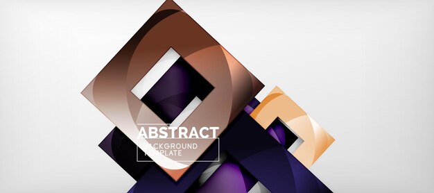 Fondo geométrico abstracto Composición de formas cuadradas brillantes en plantilla de estilo minimalista gris con espacio de copia