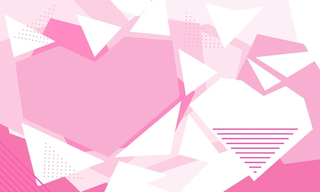 Vector fondo geométrico abstracto corazón rosa de diseño vectorial de san valentín