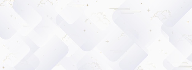 Fondo geométrico abstracto con cuadrados blancos y elementos dorados Ilustración vectorial