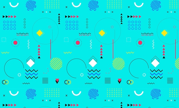 Fondo geométrico abstracto y elemento geométrico de estilo memphis de patrones sin fisuras