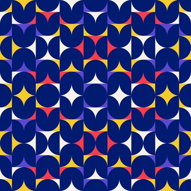 Fondo geométrico abstracto estilo Bauhaus patrón geográfico vectorial sin costuras formas de estilo plano simples