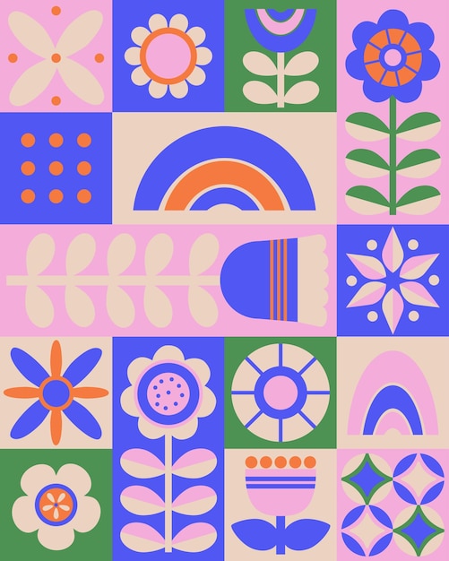 Fondo geométrico abstracto moderno Diseño de mosaico de patrón colorido minimalista