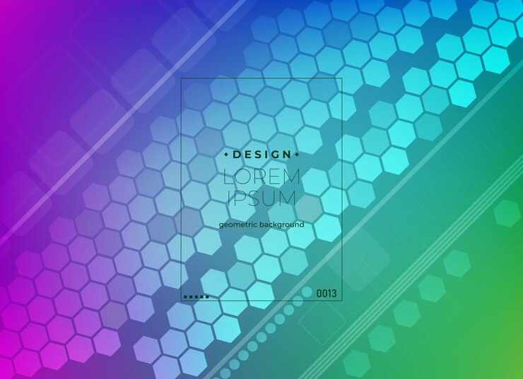 Vector fondo geométrico abstracto con patrón hexagonal y gradiente colorido